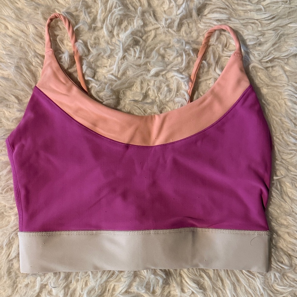 Sage Collective Pink and Cream Longline Sports Bra